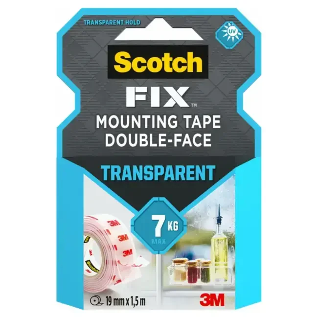 Scotch Fix Çift Taraflı Şeffaf Montaj Bandı 19 mm 1.5 Metre 40041915 - 3M