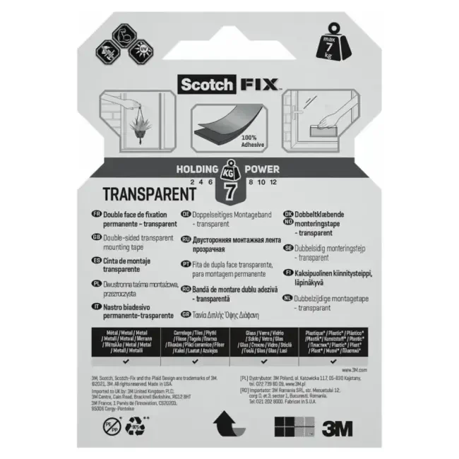 Scotch Fix Çift Taraflı Şeffaf Montaj Bandı 19 mm 1.5 Metre 40041915 - 2