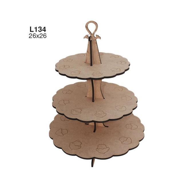 Ahşap İşlemeli 3 Katlı Pastalık - 1