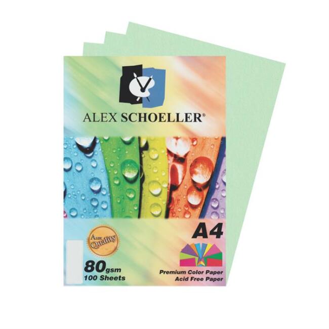 Alex Schoeller Renkli Kağıdı 80 g A4 100’lü Açık Yeşil - 1