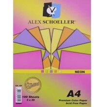 Alex Schoeller Renkli Kağıdı 80 g A4 100’lü Karışık Neon - Alex Schoeller