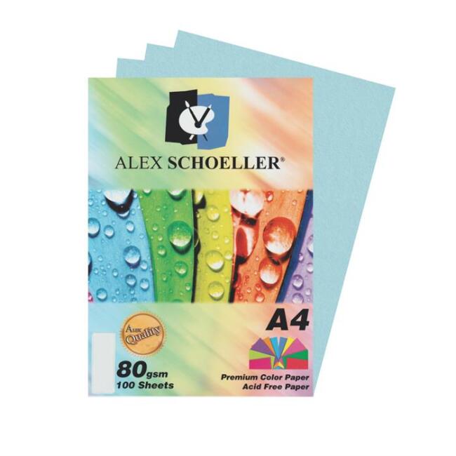 Alex Schoeller Renkli Kağıdı 80 g A4 100’lü Mavi - 1