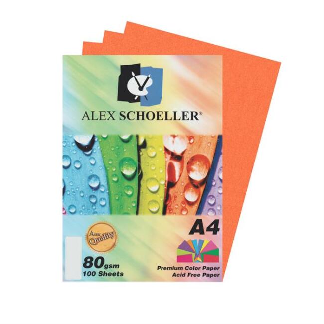 Alex Schoeller Renkli Kağıdı 80 g A4 100’lü Turuncu - 1