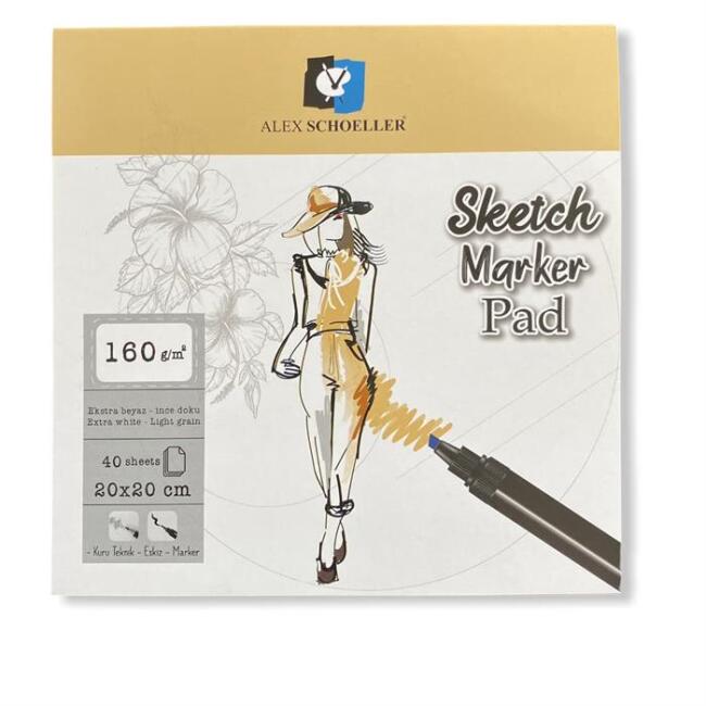 Alex Schoeller Sketch Marker Pad 20x20 cm 160 g 40 Yaprak - 1