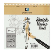 Alex Schoeller Spiralli Sketch Marker Pad 200 g 20x20 cm 40 Yaprak - Alex Schoeller