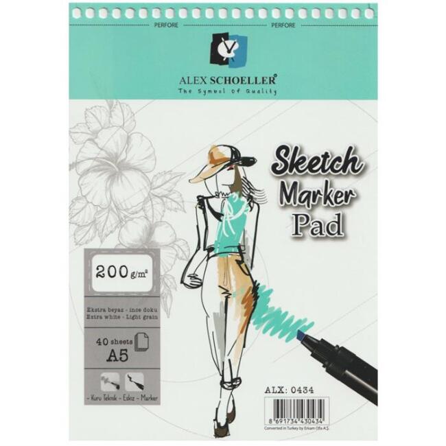 Alex Schoeller Spiralli Sketch Marker Pad A5 200 g 40 Yaprak - 1