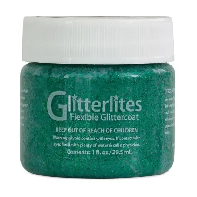 Angelus Glitterlites Simli Deri Cila Boyası 29.5 ml Emerald 730-224 - 1