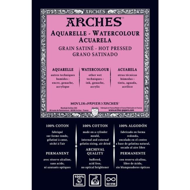 Arches Rulo Sulu Boya Kağıdı Hot Press Naturel White 300 g 113x914 cm - 3