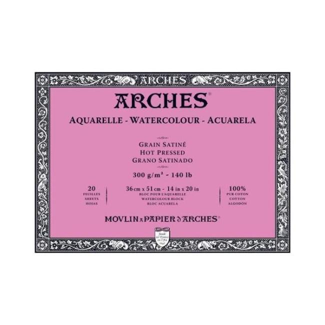 Arches Sulu Boya Blok Defter 300 g 36x51 cm Hot Pressed 20 Yaprak - 1