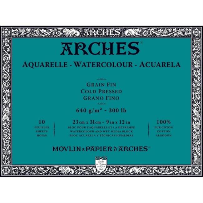 Arches Sulu Boya Blok Defter 640 g 23x31 cm 10 Yaprak - 1