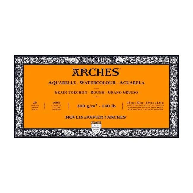 Arches Sulu Boya Blok Defter Kalın Doku 300 g 15x30 cm 20 Yaprak - 1