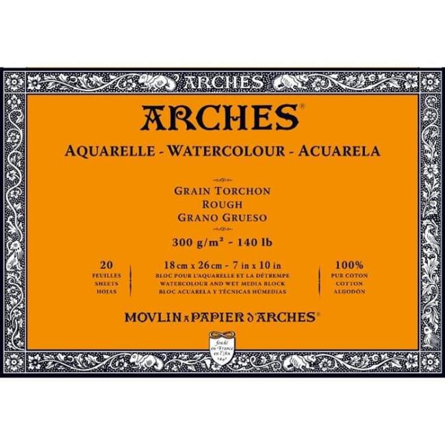 Arches Sulu Boya Blok Defter Kalın Doku 300 g 18x26 cm 20 Yaprak - 1