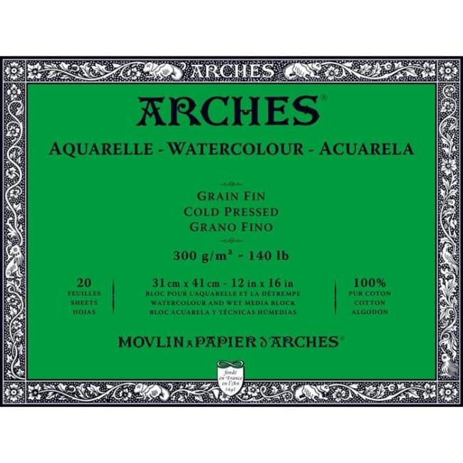 Arches Sulu Boya Blok Defter Orta Doku 300 g 31x41 cm 20 Yaprak - 2