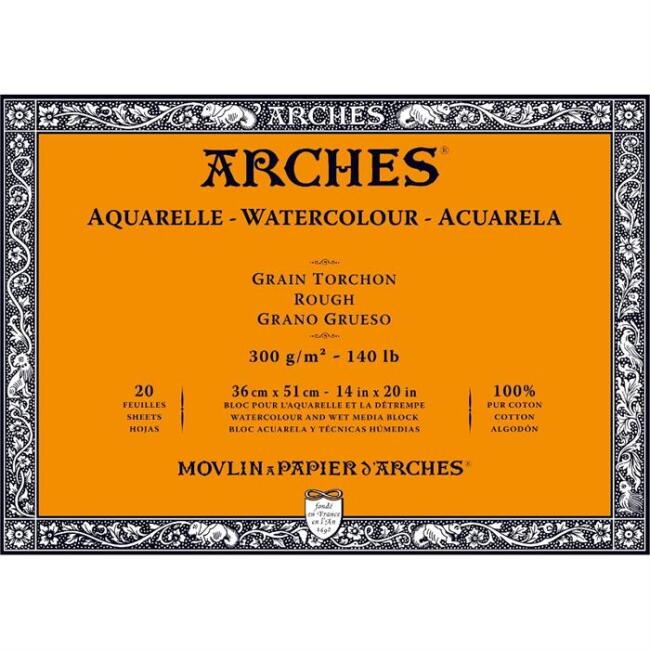 Arches Sulu Boya Blok Defter Kalın Doku 300 g 36x51 cm 20 Yaprak - 1