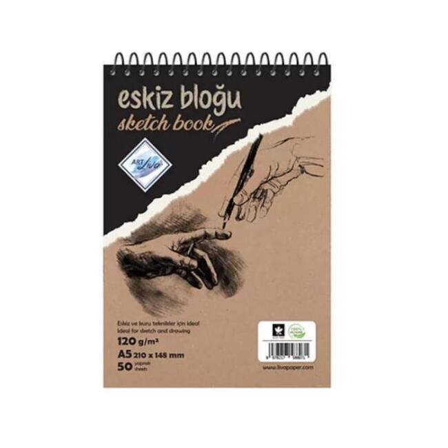 Art Liva Eskiz ve Çizim Defteri 120 g A5 50 Yaprak - 1