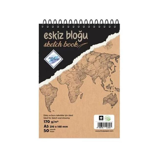 Art Liva Eskiz ve Çizim Defteri 170 g A4 50 Yaprak - 1