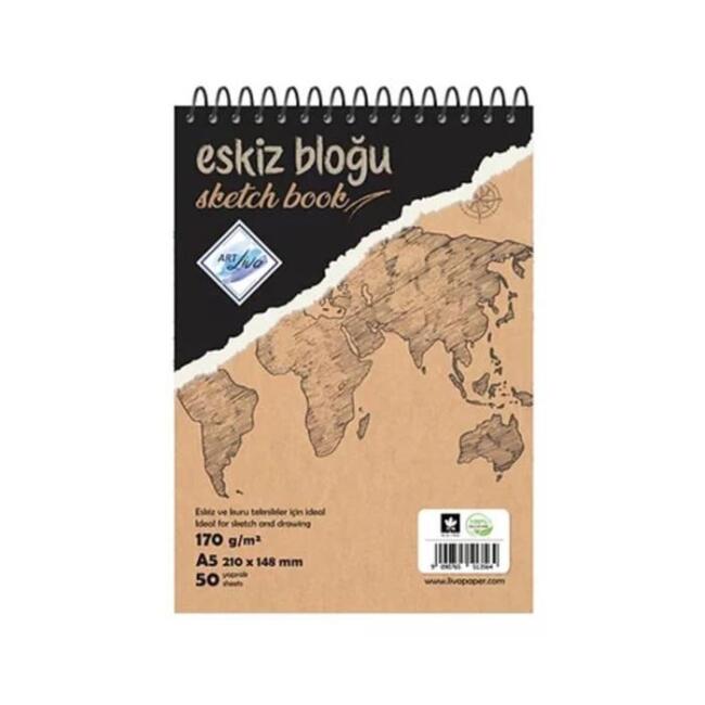Art Liva Eskiz ve Çizim Defteri 170 g A5 50 Yaprak - 1
