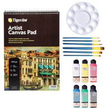 Artdeco Canvas Pad Akrilik Boya Seti 140 ml 6'lı Temel Renkler - Gvn Art