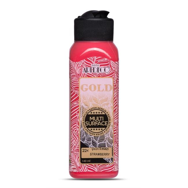 Artdeco Gold Multi Surface Saten Akrilik Boya 140 ml Çilek Kırmızı 224 - 2