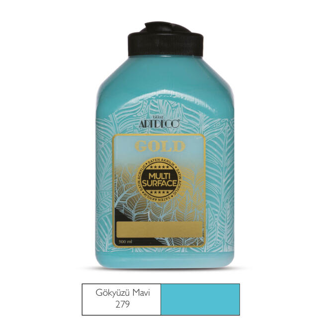 Artdeco Gold Multi Surface Saten Akrilik Boya 500 ml Gökyüzü Mavi 279 - 1