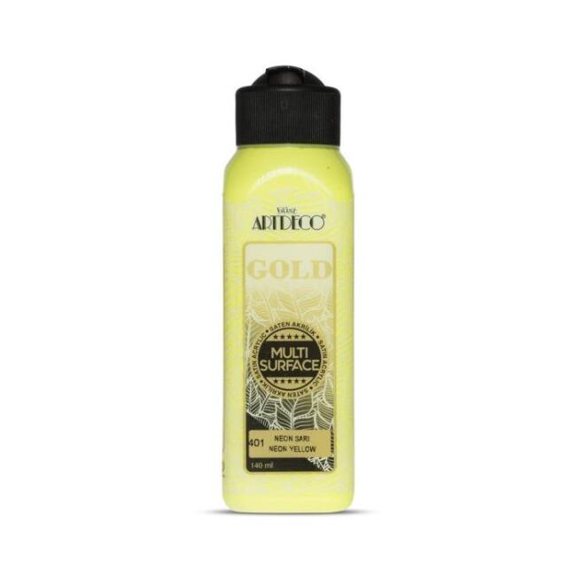 Artdeco Gold Multi Surface Saten Akrilik Boya 140 ml Neon Sarı 401 - 1