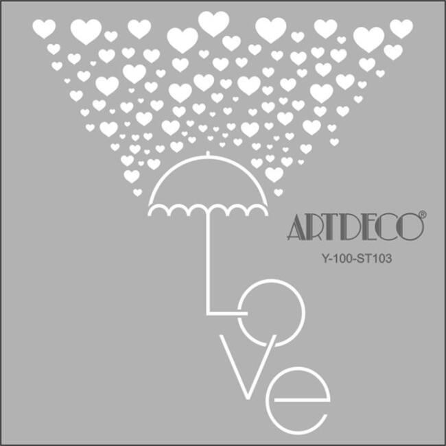 Artdeco Stencil 30x30 cm Aşk Şemsiyesi - 1