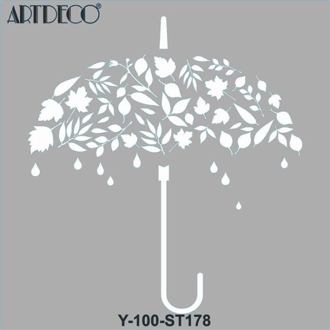 Artdeco Stencil 30x30 cm Sonbahar Şemsiyesi - 2