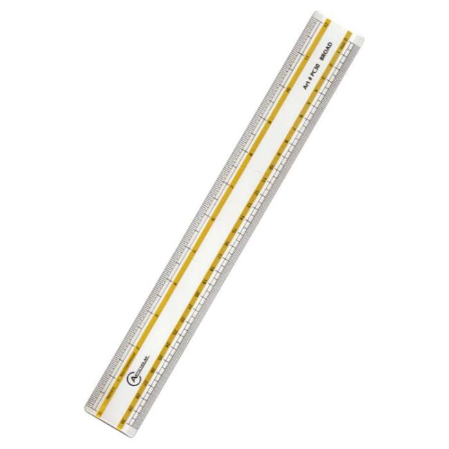 Artscholar Plastik Cetvel Yivli Çift Kenar 30 cm PC30 (Ortası Sarı Şerit) - 1