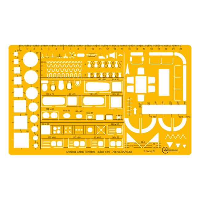 Artscholar Mobilya ve Tesisat Şablon Cetvel 1:50 Ölçek N:Saf-5052 - 1