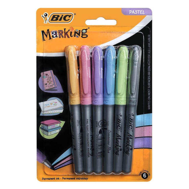 Bic Permanent Marker Set 6'lı Pastel Renkler 961443 - 1