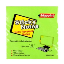 Bigpoint Yapışkanlı Not Kağıdı 75x75 mm Neon Yeşil - Bigpoint