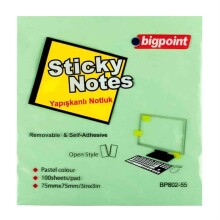 Bigpoint Yapışkanlı Not Kağıdı 75x75 mm Yeşil - Bigpoint