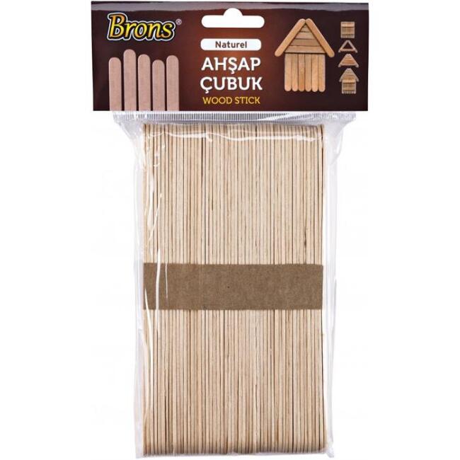 Brons Naturel Ahşap Dar Dondurma Çubuğu 9mmx11 cm 50 Adet N:Br-900 - 1