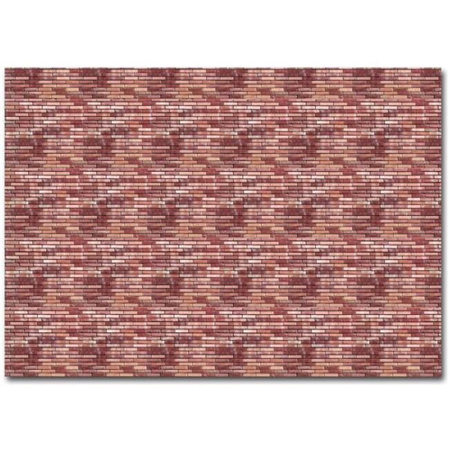 Busch Maket 1:87 Ölçek Zemin Duvar Kaplama Karton Kırmızı Tuğla 210x148 mm N:7425 - 2