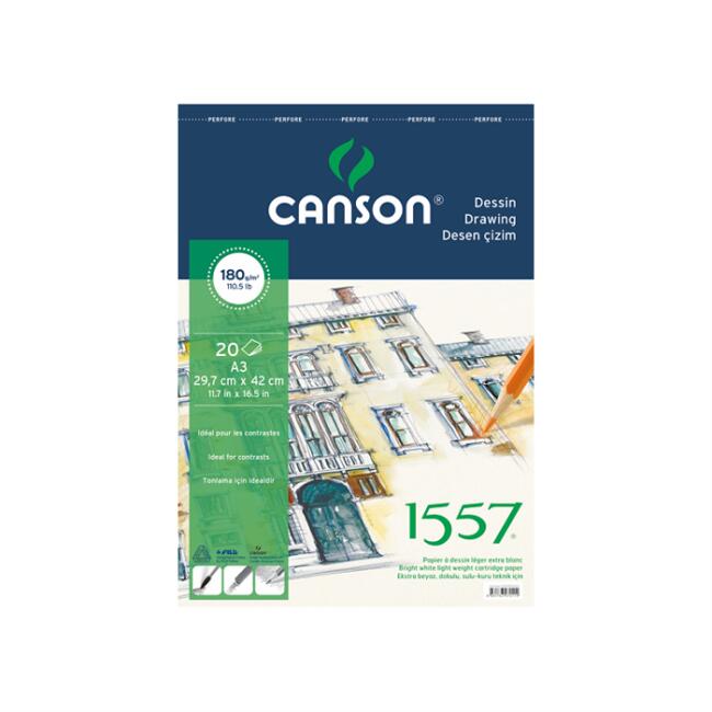 Canson 1557 Spiralli Çizim Blok A3 180 g 20 Yaprak - 1