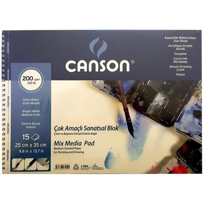 Canson Çok Amaçlı Sanatsal Blok 25x35 cm 200 g 15 Yaprak - 1