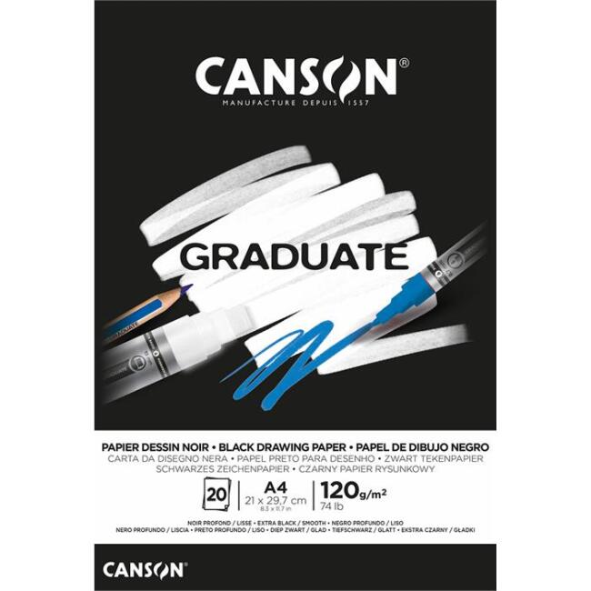 Canson Graduate Siyah Eskiz Blok 120 g A4 20 Yaprak - 1