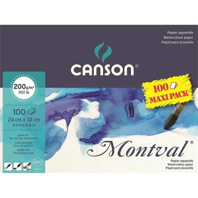Canson Montval Sulu Boya Blok 24x32 cm 200 g 100 Yaprak - 1