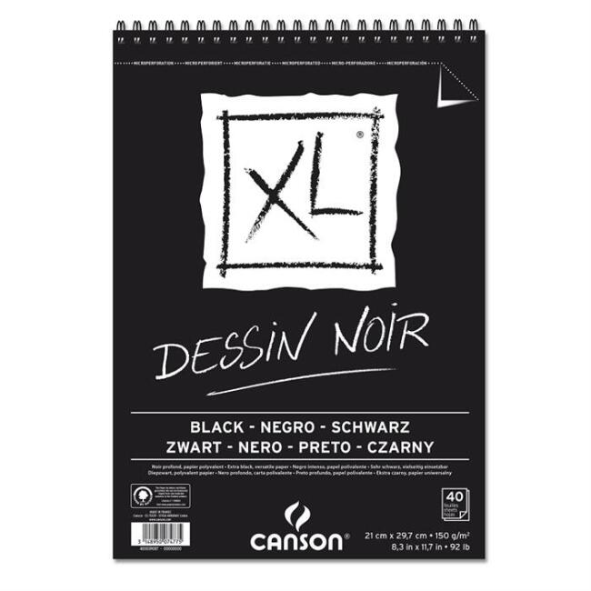 Canson XL Dessin Noir Siyah Eskiz Defteri 150 g A4 40 Yaprak - 1