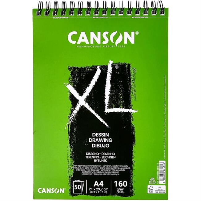 Canson XL Dessin Üstten Spiralli Çizim Defteri 160 g A3 50 Yaprak - 1