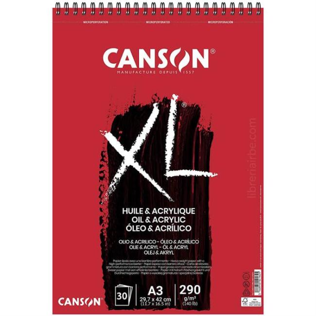 Canson XL Huile & Acrylique Spiralli Çizim Defteri A3 290 g 30 Yaprak - 1