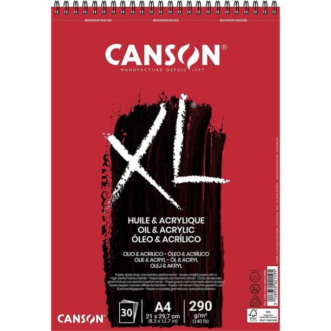 Canson XL Huile & Acrylique Spiralli Çizim Defteri A4 290 g 30 Yaprak - 1