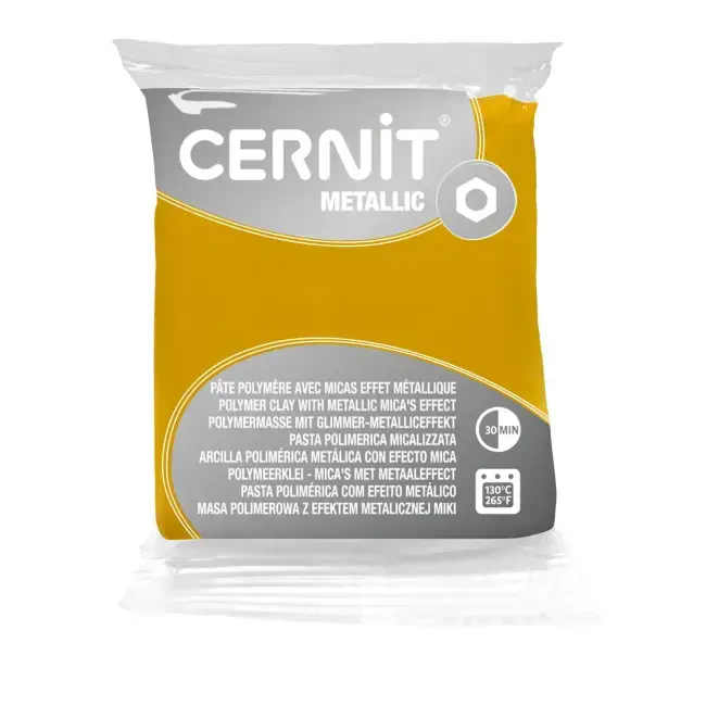 Cernit Metallic Polimer Kil 56 g Yellow - CERNIT