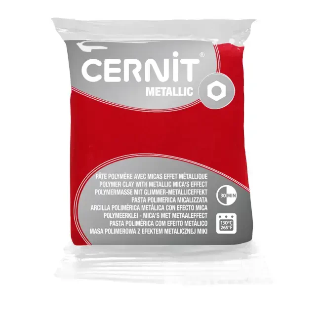 Cernit Metallic Polimer Kil 56 g Red - 1