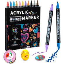 Çift Taraflı Akrilik Marker Kalem Seti 12'li DDB-0012 - Gvn Art