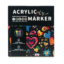 Çift Taraflı Akrilik Marker Kalem Seti 12'li DDB-0012 - Gvn Art