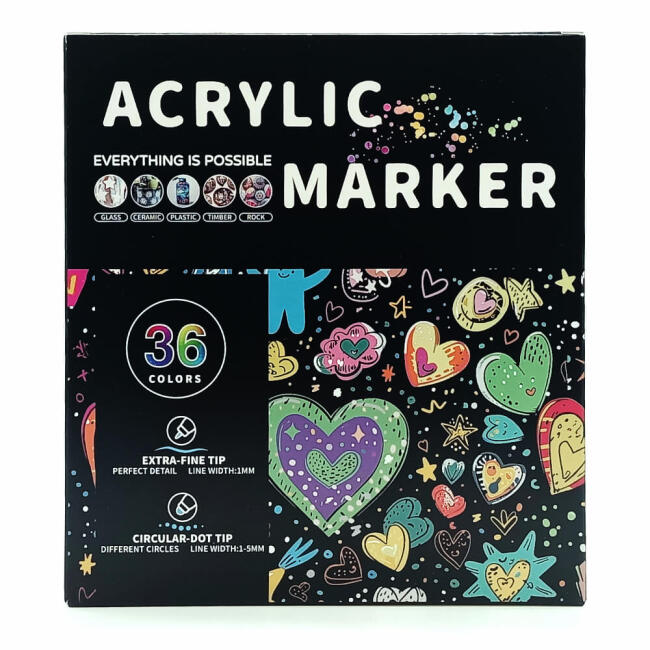 Çift Taraflı Akrilik Marker Kalem Seti 36'lı DDB-0036 - 1