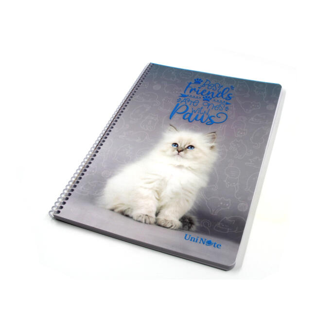 Uni Note Sevimli Kediler PP Kapak Spiralli Kareli Defter A4 72 Yaprak 71319 - 2