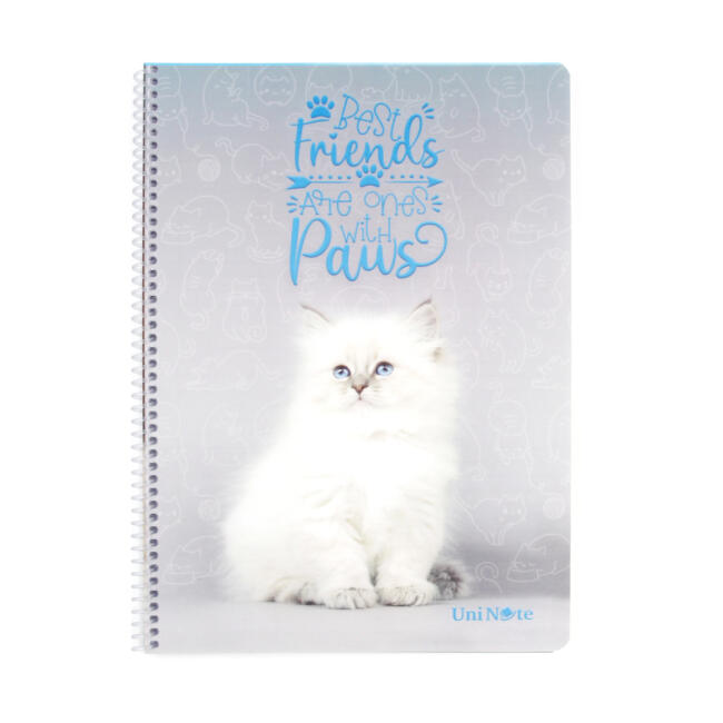 Uni Note Sevimli Kediler PP Kapak Spiralli Kareli Defter A4 72 Yaprak 71319 - 1