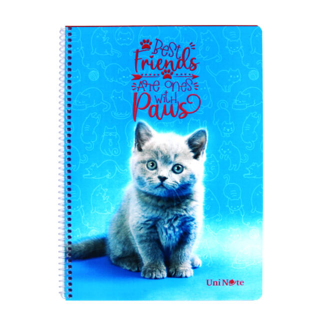 Uni Note Sevimli Kediler PP Kapak Spiralli Kareli Defter A4 72 Yaprak 71320 - 1